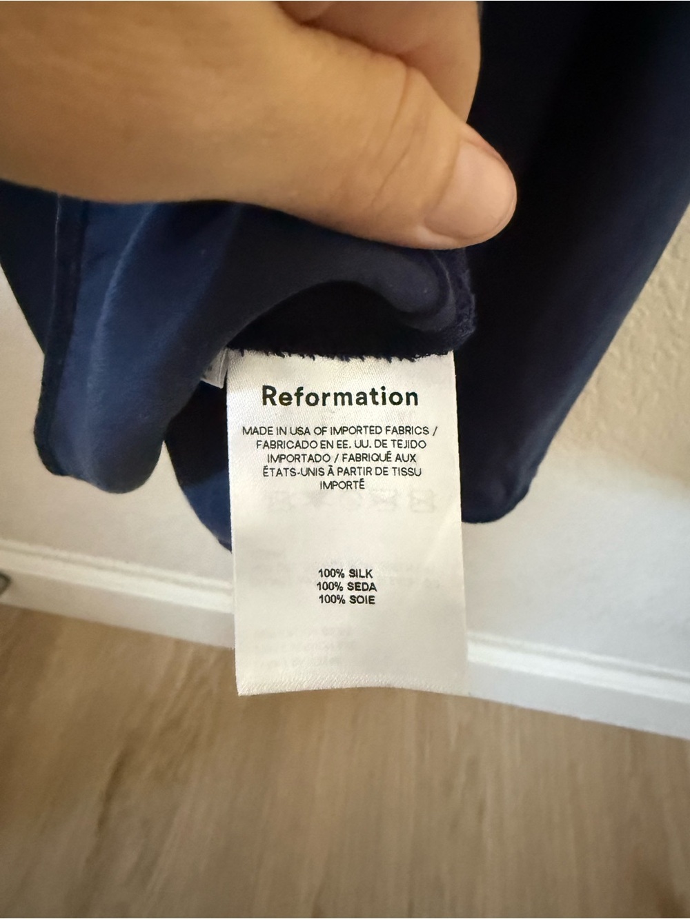 Reformation Navy Satin Veida dress - Picture 7 of 9